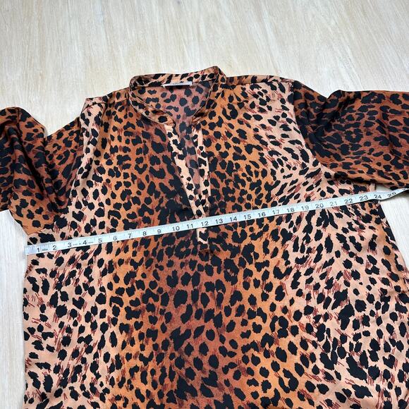 Natori Cheetah Animal Print Mandarin Sleepshirt Loungewear Caftan Dress XL - Picture 6 of 16